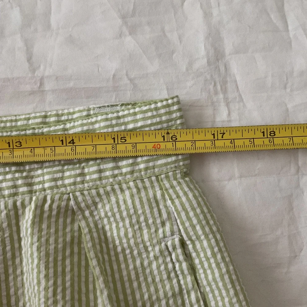Polo Ralph Lauren Tyler Short Mens 33 Green White Striped Seersucker Pleated VTG